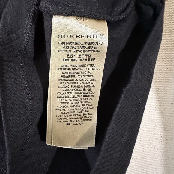 Burberry Men Size Medium Embroidered Logo Black Short Sleeve T-Shirt - Picture 4 of 10